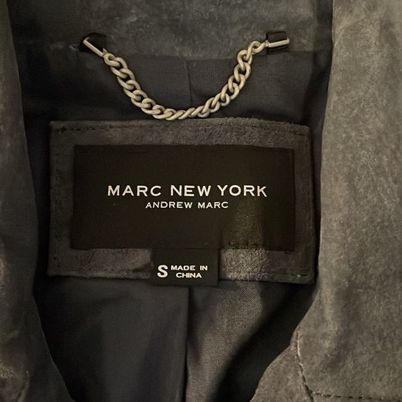 Andrew Marc NEW YORK, gray suede leather with lots of zippers,belt, bomber coat! - Picture 4 of 14